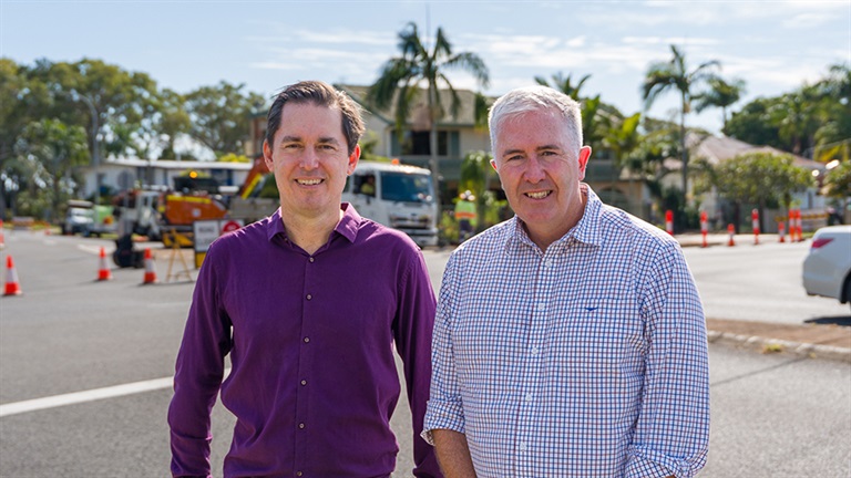Fraser Coast Mayor George Seymour & Assistant Minister for Regional Development, Senator Anthony Chisholm at the Ann St & Cypress St intersection